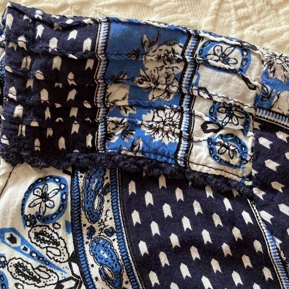 Fun black & white, white & blue & black, blue, white & black patchwork boho top - Picture 7 of 16